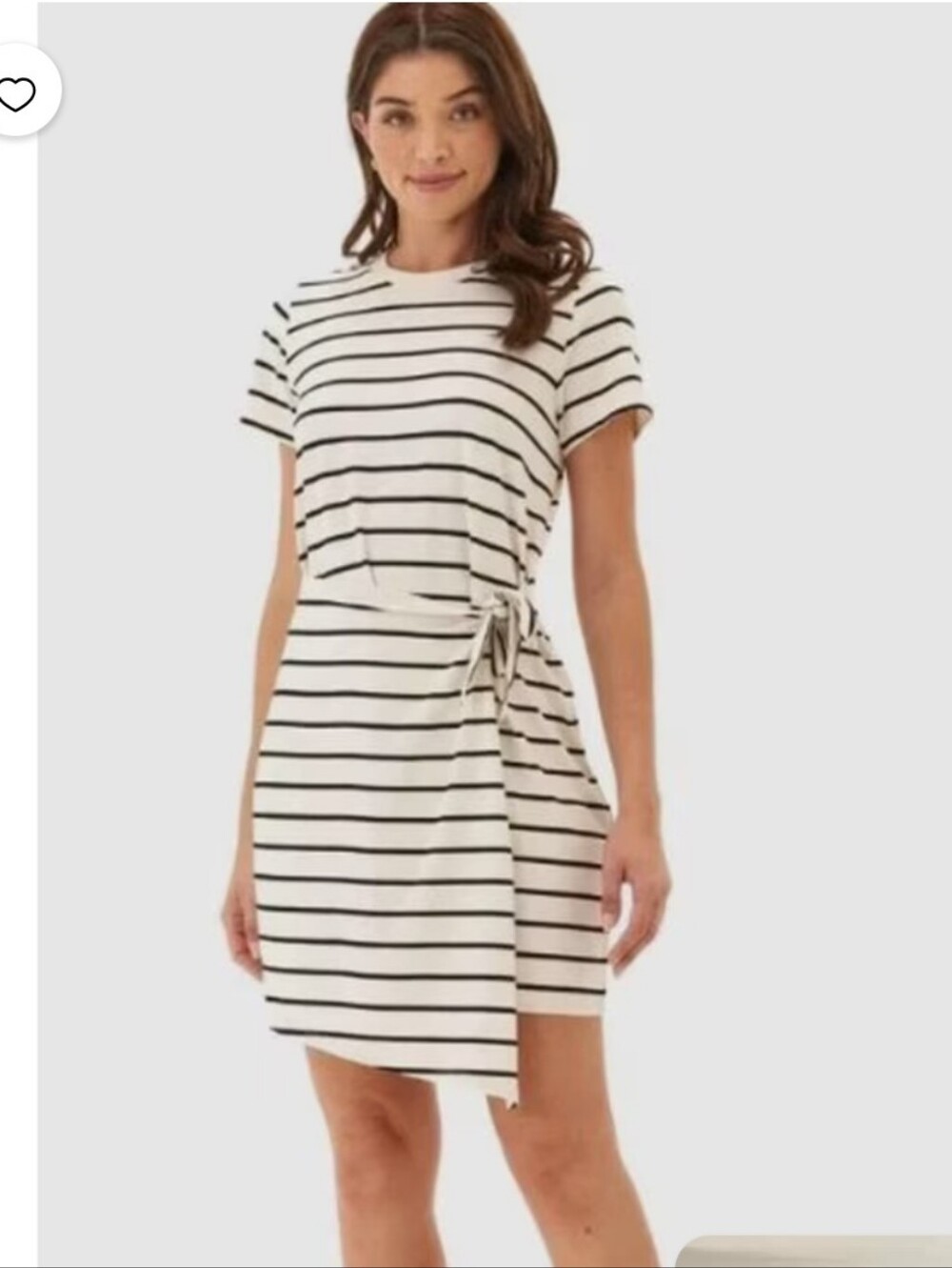 Threads 4 Thought White and Black Striped Tie-Waist Short Dress